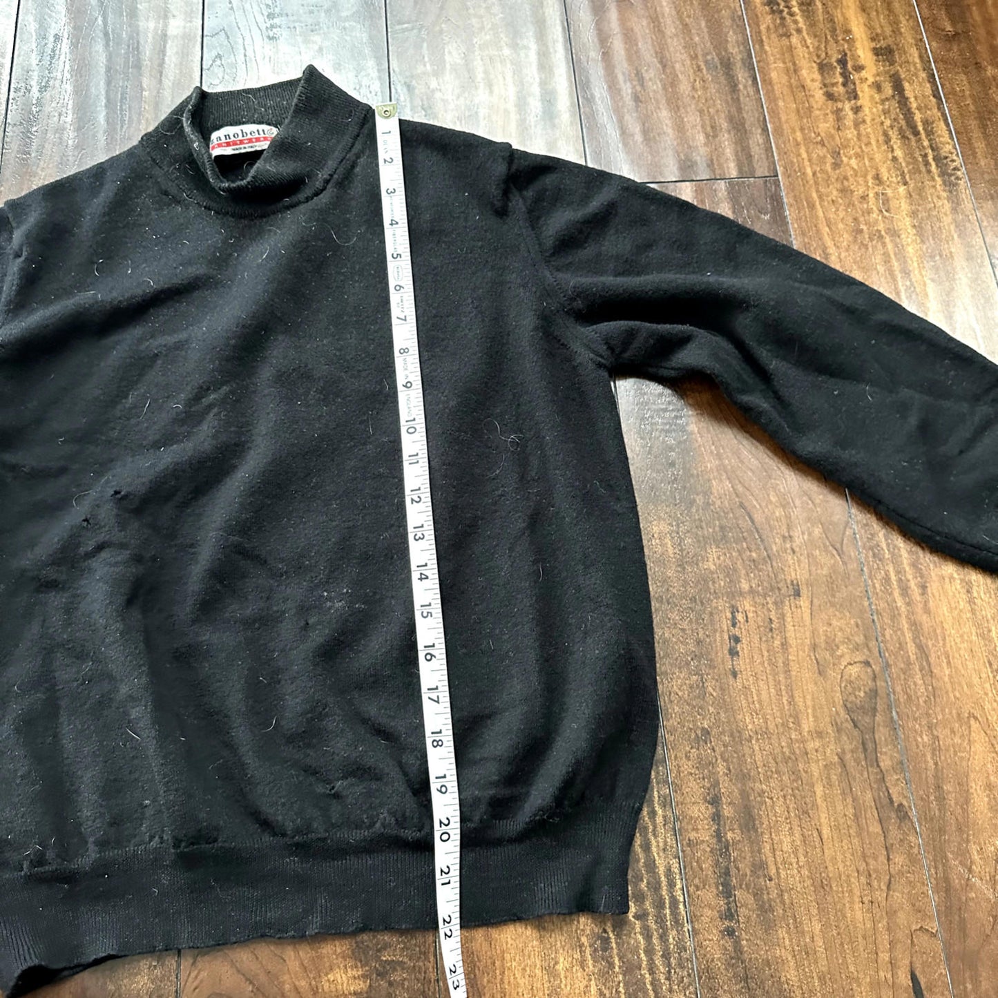 Zanobette Knitwear men's medium black top rugby Thrashed Vintage 80s Sweater