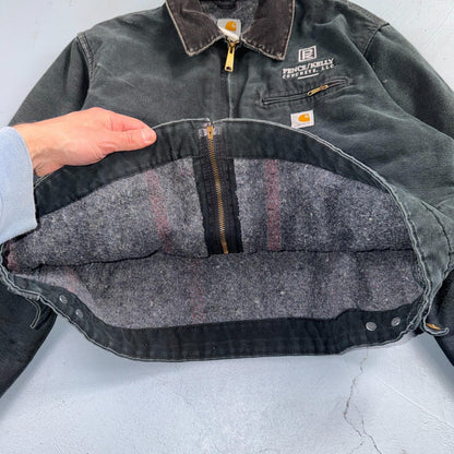 Carhartt VTG Detroit Jacket Men's 46 Lined Blanket Workwear J01 BLK Thrashed