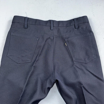 Levis 70s USA 517 36x32 Bootcut Pants Navy Blue Polyester Slacks Vintage 34x27