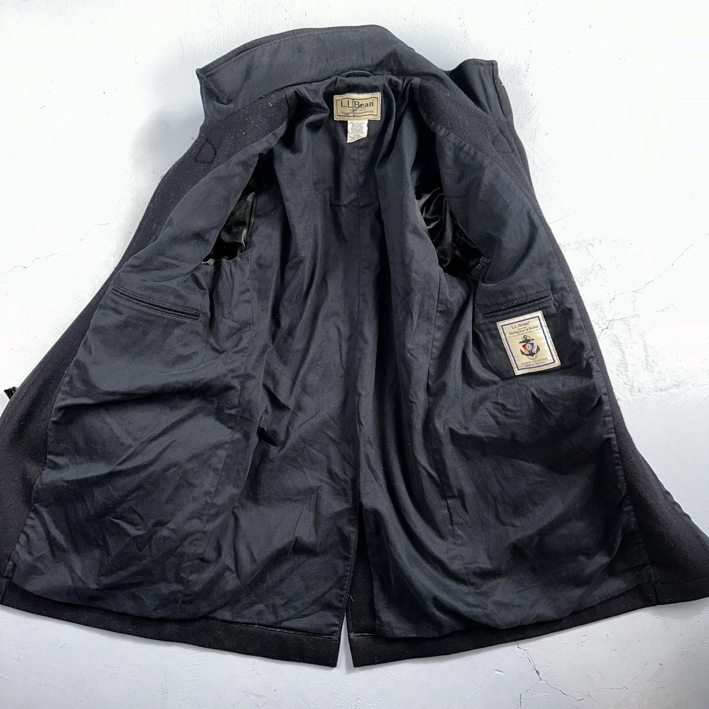 L.L. Bean Men S US Navy Anchor Collection Toggle Wool Pea Coat Jacket USA VTG