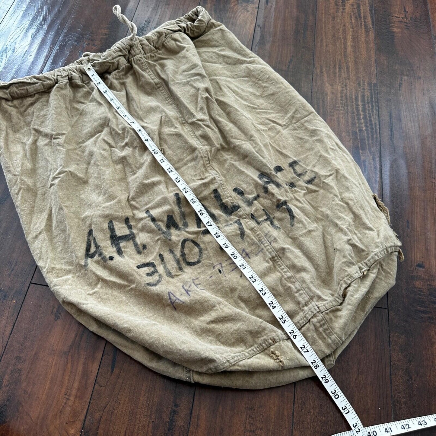VTG WWII Canvas Garment Laundry Bag Rare Military Denim 1940s 40s 50s Stencil