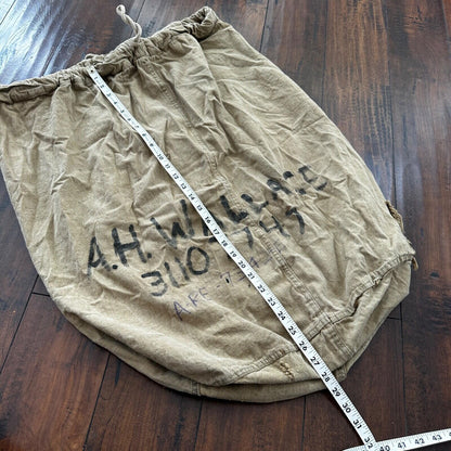 VTG WWII Canvas Garment Laundry Bag Rare Military Denim 1940s 40s 50s Stencil