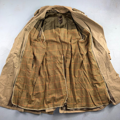 Paul Stuart Double Breasted Men’s Lined Trench Coat Sz 42 Beige Classic Jacket