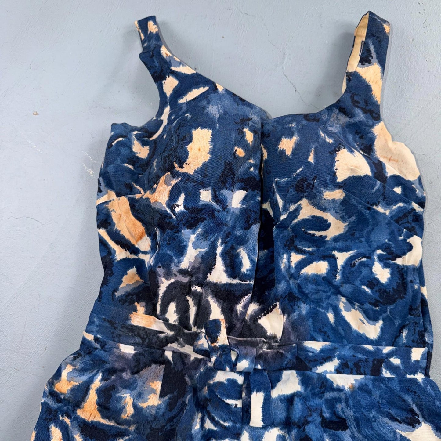 VTG 1950s Women’s Blue Skort Dress Swimsuit California Rockabilly Swim Bodysuit