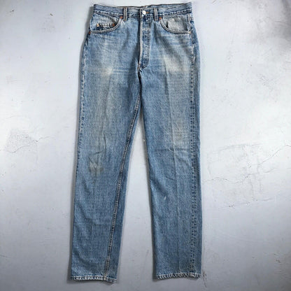 Levis 501 Vintage 90s USA XX Straight Leg Jeans Blue Light Wash 34x36 Act 32x35