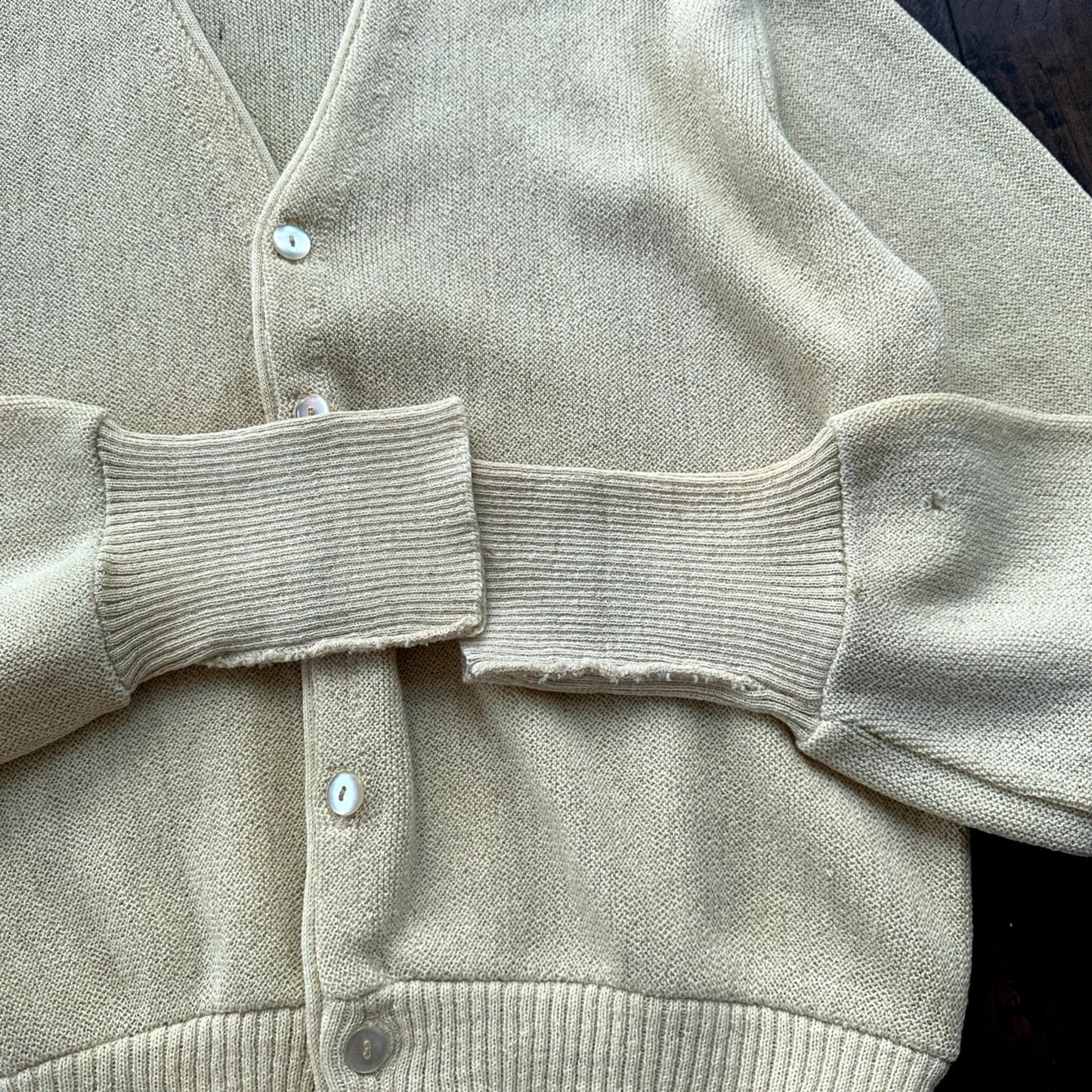 VTG 60s 70s Cardigan Sweater Alpaca Wool Kurt Cobain Cream Yellow Winter Cool