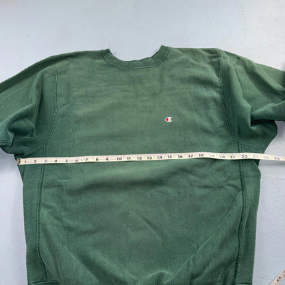 Vintage Champion 90s USA Green Reverse Weave Sweatshirt Blank XL Gusset Jumper
