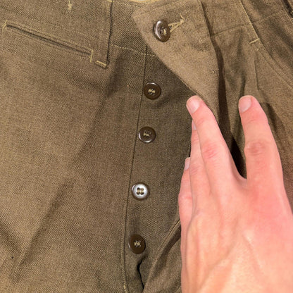 Vintage Military Pants Trousers Medium Regular 50s 40s Brown Wool Mens 30x31