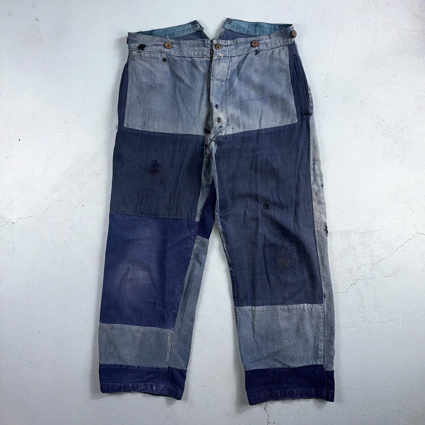 Vintage 1930s 1940s Buckleback Pants Denim Navy Blue Dungaree 30s 40s Rockabilly