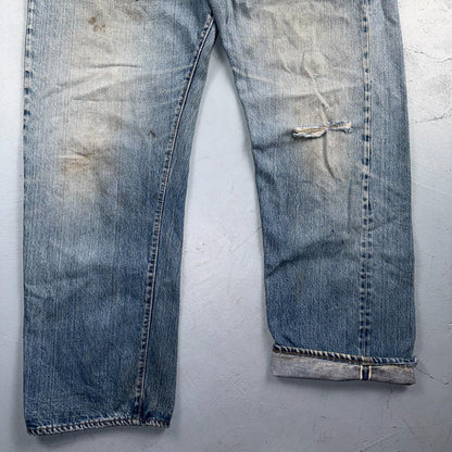 Levis 501 Vintage 70s SS Redline Selvedge USA Jeans Light Wash 44x34 Act 40x30