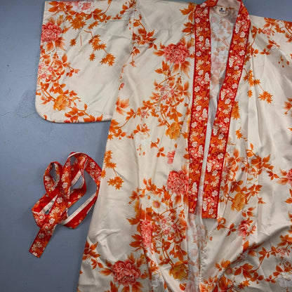 Japanese Kimono Haori Pure Poly Custom Made Daimaru VTG Style Japan Orange