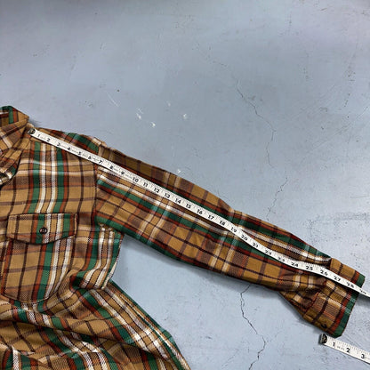 VTG Big Mac JC Penneys Thick 100% Cotton Flannel Work Shirt M 70s Plaid Thrashed