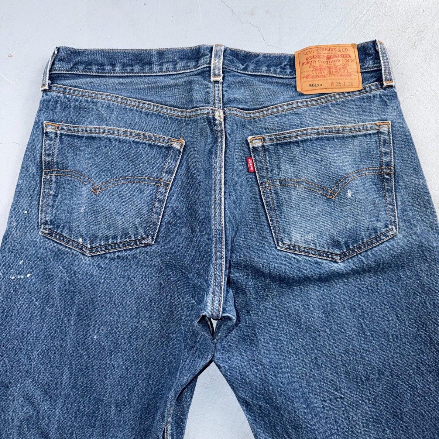 Levis 501 Vintage 90s USA XX Straight Leg Jeans Blue Thrashed 35x36 Act 33x32
