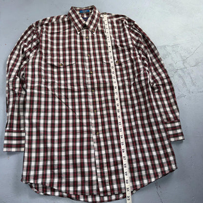 Pendleton Rancher Button Down Western Shirt Men’s S Red Plaid Cotton Rancher