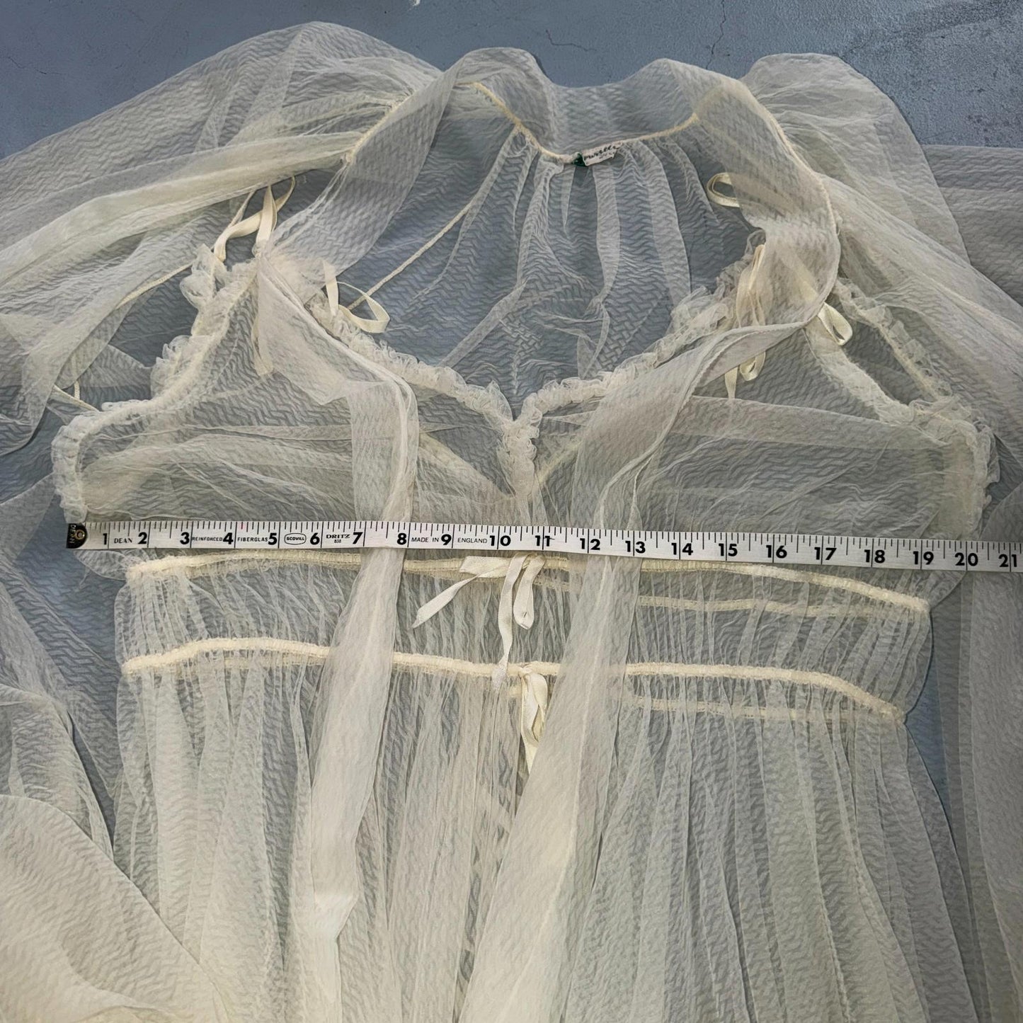 VTG 1950s 3PC Amourelle White Chiffon Slip Dress Robe Bottoms Set Sheer 50s Rare