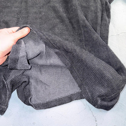 Vintage CP Shades Black Velvet Rayon Long Sleeve Blouse Top Shirt Size M