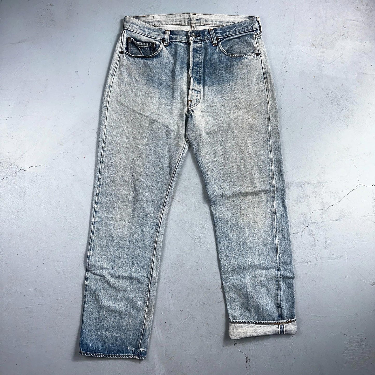 Levis 501 Vintage 80s Redline Selvedge USA XX Jeans Light Wash 36x36 Act 33x31