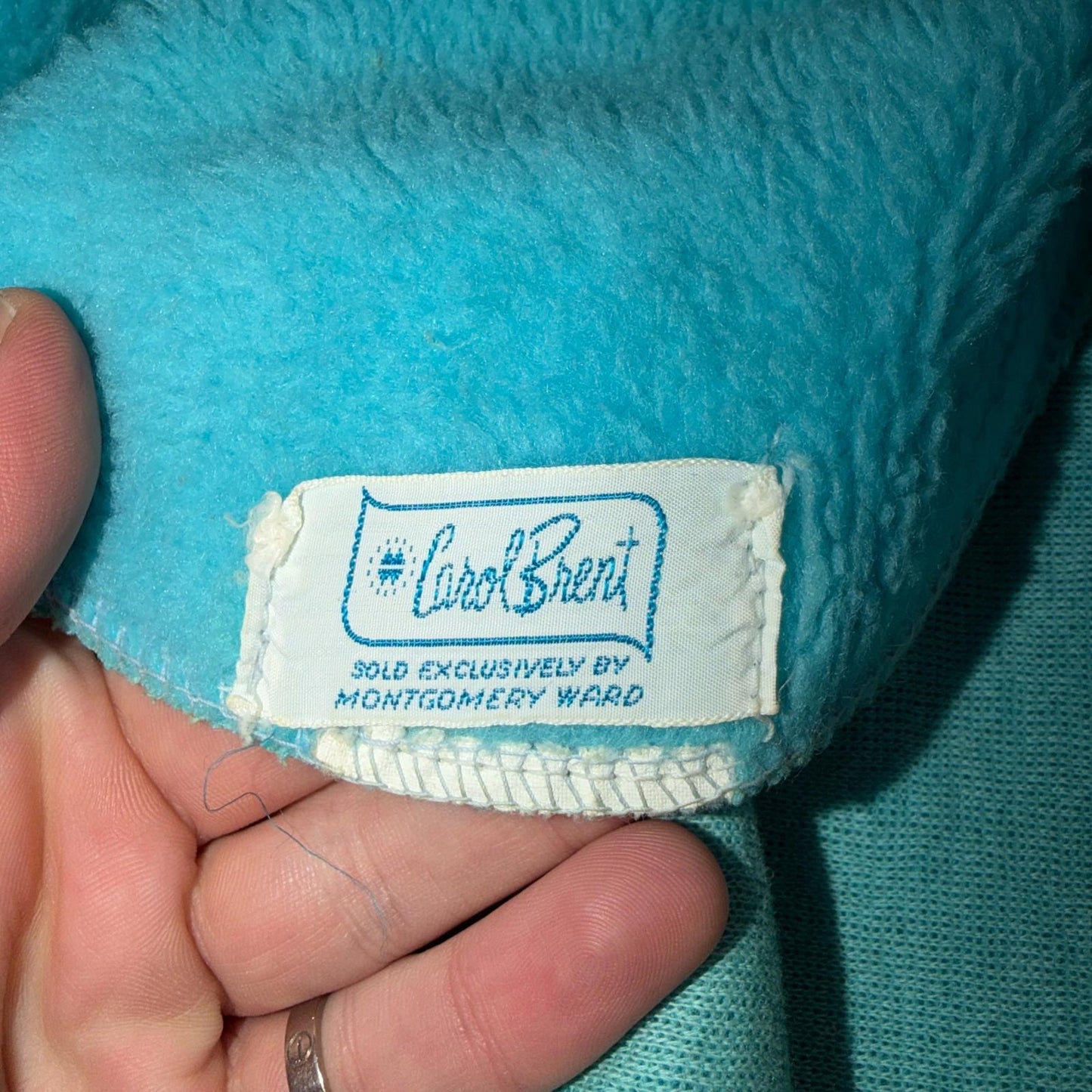 Carol Brent 1950s VTG Blue Fuzzy Rockabilly 50s Robe Bath Button Fancy Cute