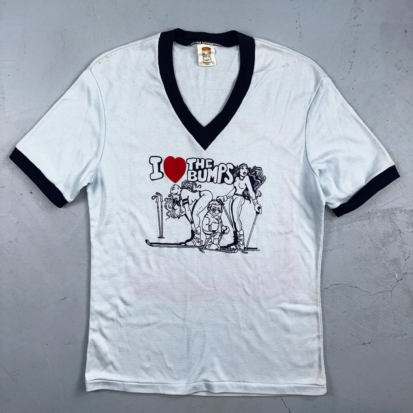 Peanut Butter Fashions 1970s VTG T Shirt I Love The Bumps Rare Funny Graphic Ski