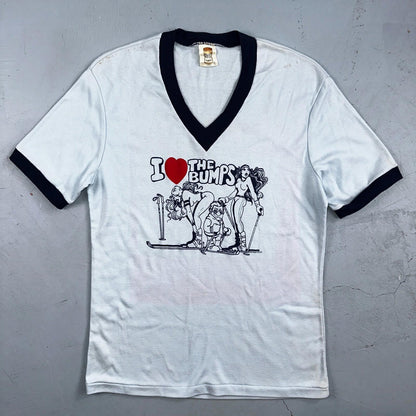 Peanut Butter Fashions 1970s VTG T Shirt I Love The Bumps Rare Funny Graphic Ski