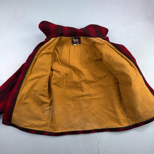Vintage Woolrich Mackinaw Jacket 1940s Buffalo Plaid Hunting Wool Coat 40s Chore
