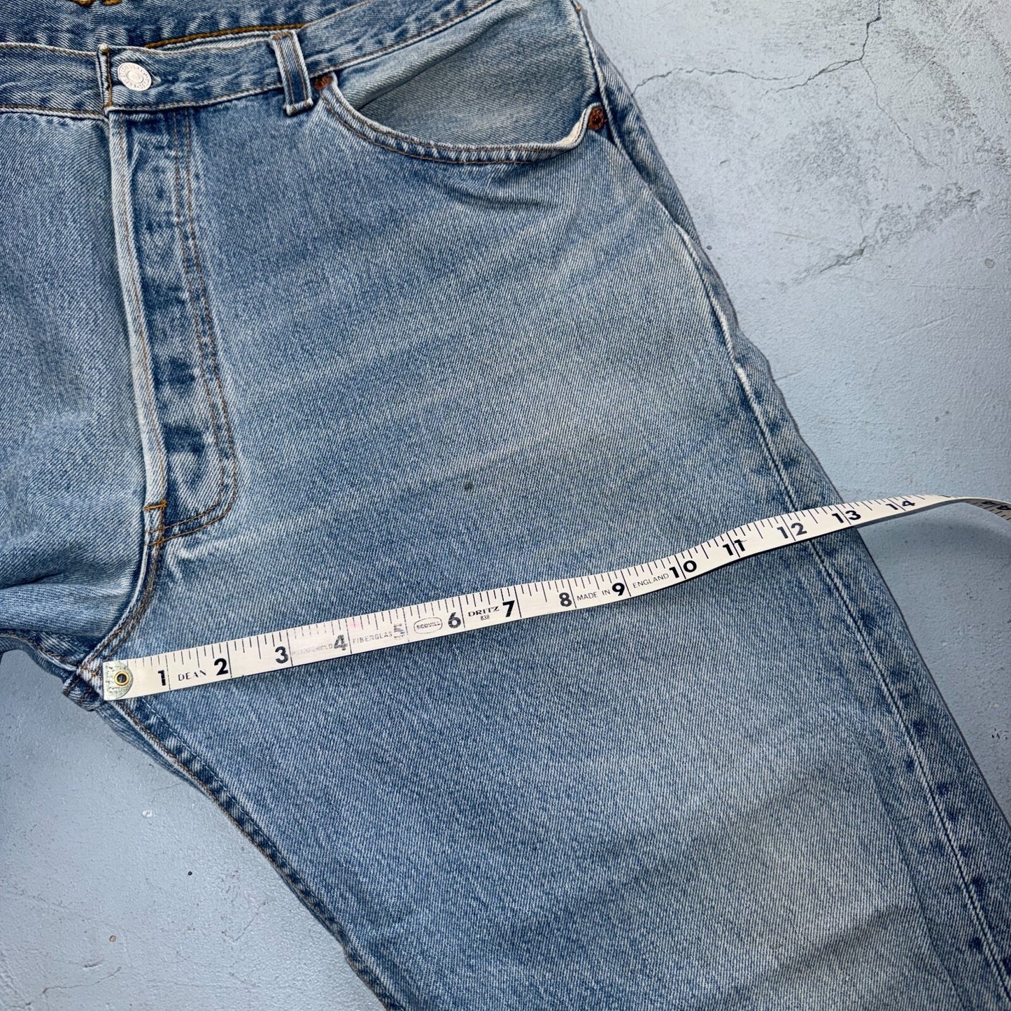 Levis 501 Vintage 90s USA XX Straight Leg Jeans Blue Light Wash 38x30 Act 37x29
