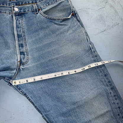 Levis 501 Vintage 90s USA XX Straight Leg Jeans Blue Light Wash 38x30 Act 37x29