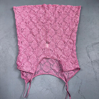 Soft Sensations 80s VTG Women's Lace Trim Satin Mini Slip Lingerie Dress Pink