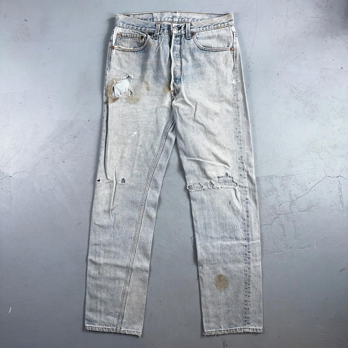 Levis 501 Vintage 90s USA XX Straight Leg Jeans Blue Light Wash 34x36 Act 31x32
