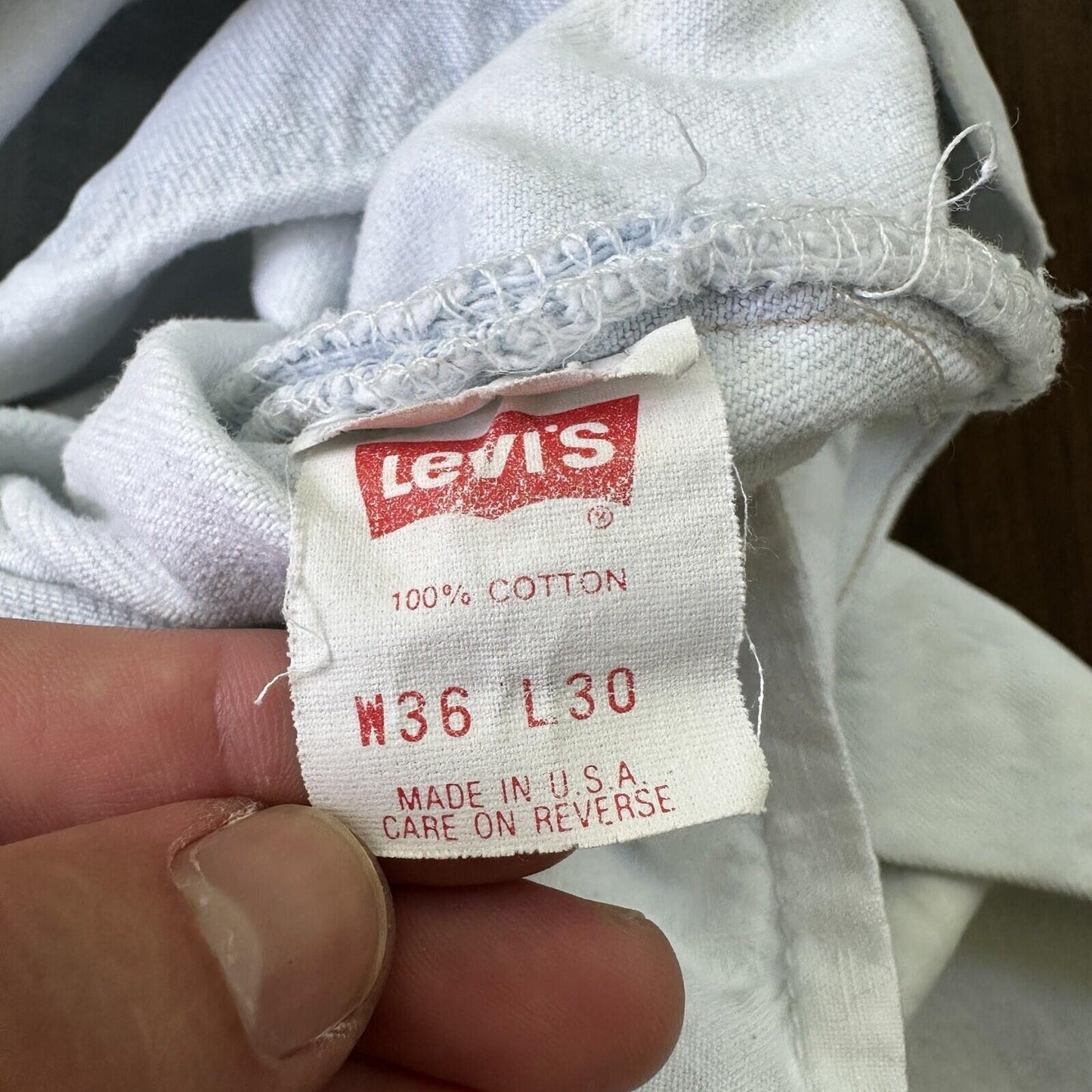 Vintage 90s Levis 501 USA 36x30 Tag Jeans 80s Blue Light Wash Act Worn 33x29