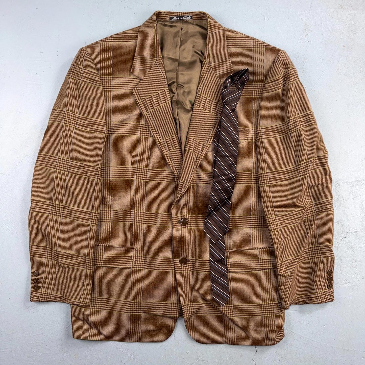 Christian Dior VTG Blazer Mens Brown Plaid Suit Jacket Sport Coat Monsieur 42