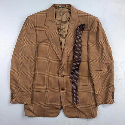 Christian Dior VTG Blazer Mens Brown Plaid Suit Jacket Sport Coat Monsieur 42