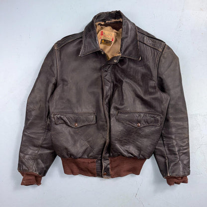 VTG 50s Sierra Sportswear Horsehide Leather Jacket Distressed Buco A2 Bomber