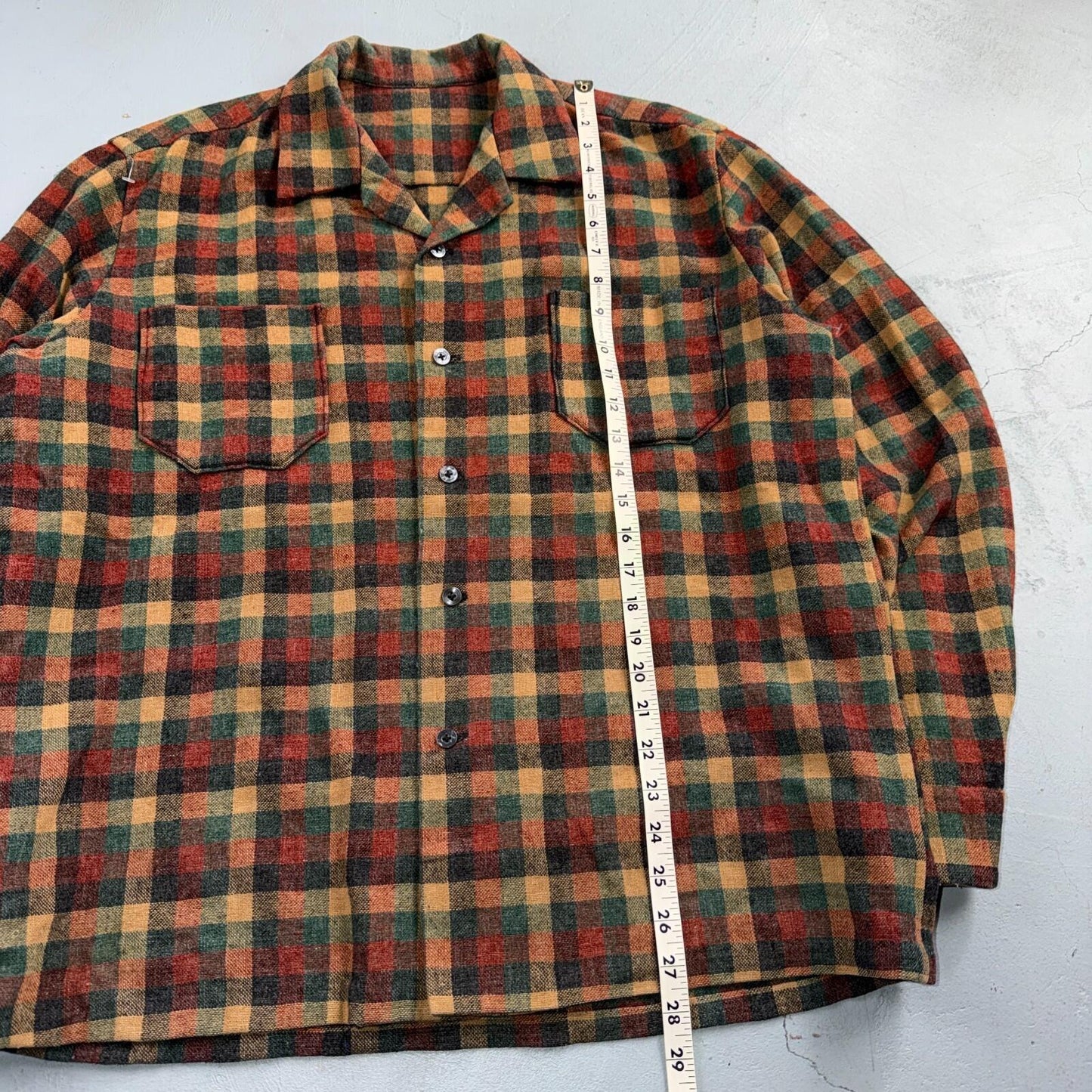 VTG 1950s 1960s Board Shirt Wool Nylon Plaid Flannel Shirt Rockabilly Checker