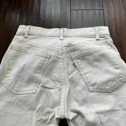 Vintage 80s Levis 501 USA 30x24 Tag Jeans 80s White Bleach Wash Act Worn Capri