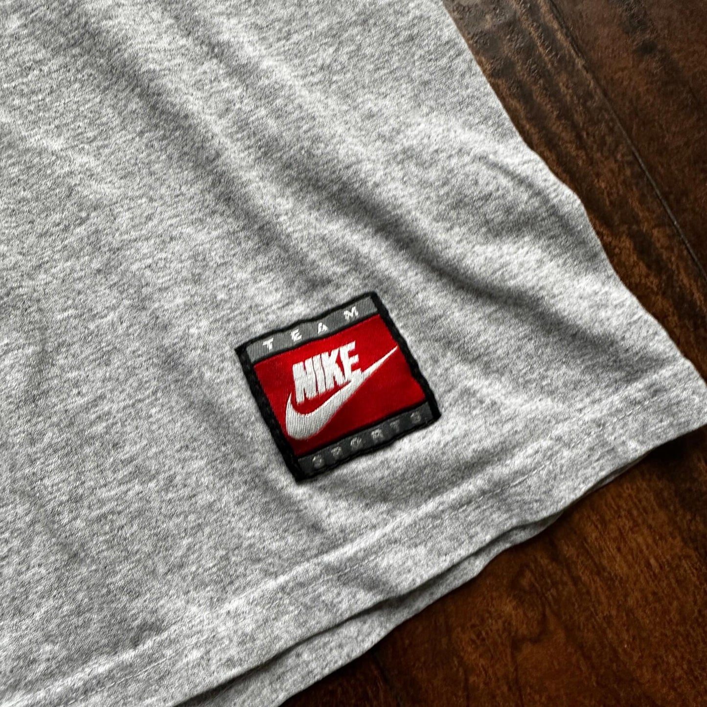 Nike Trashed Center Swoosh Vintage T Shirt 90s Basic Grey Gym Rat Stained