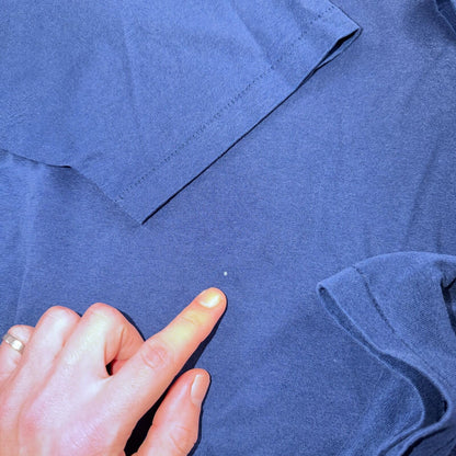 Hanes 80s Single Stitch Navy Blue Blank VTG T Shirt 1980s Classic Large