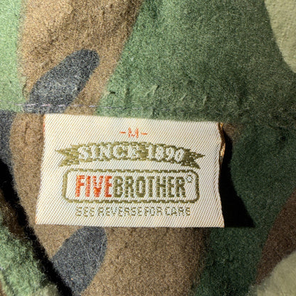 VTG 90s Five Brother Camo Flannel Shirt Cotton Poly Made USA Men's Medium
