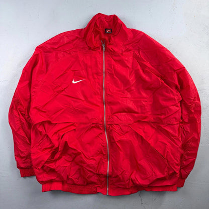 Nike VTG Mens 1990s Red Zip Up Jacket Size 2XL Team Sports 90s Windbreaker