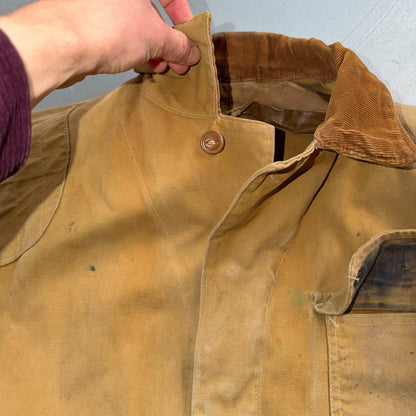 Hinson Bodyguard Men’s Vtg 1940s Hunting Jacket Coat USA Corduroy Trim Brown 46