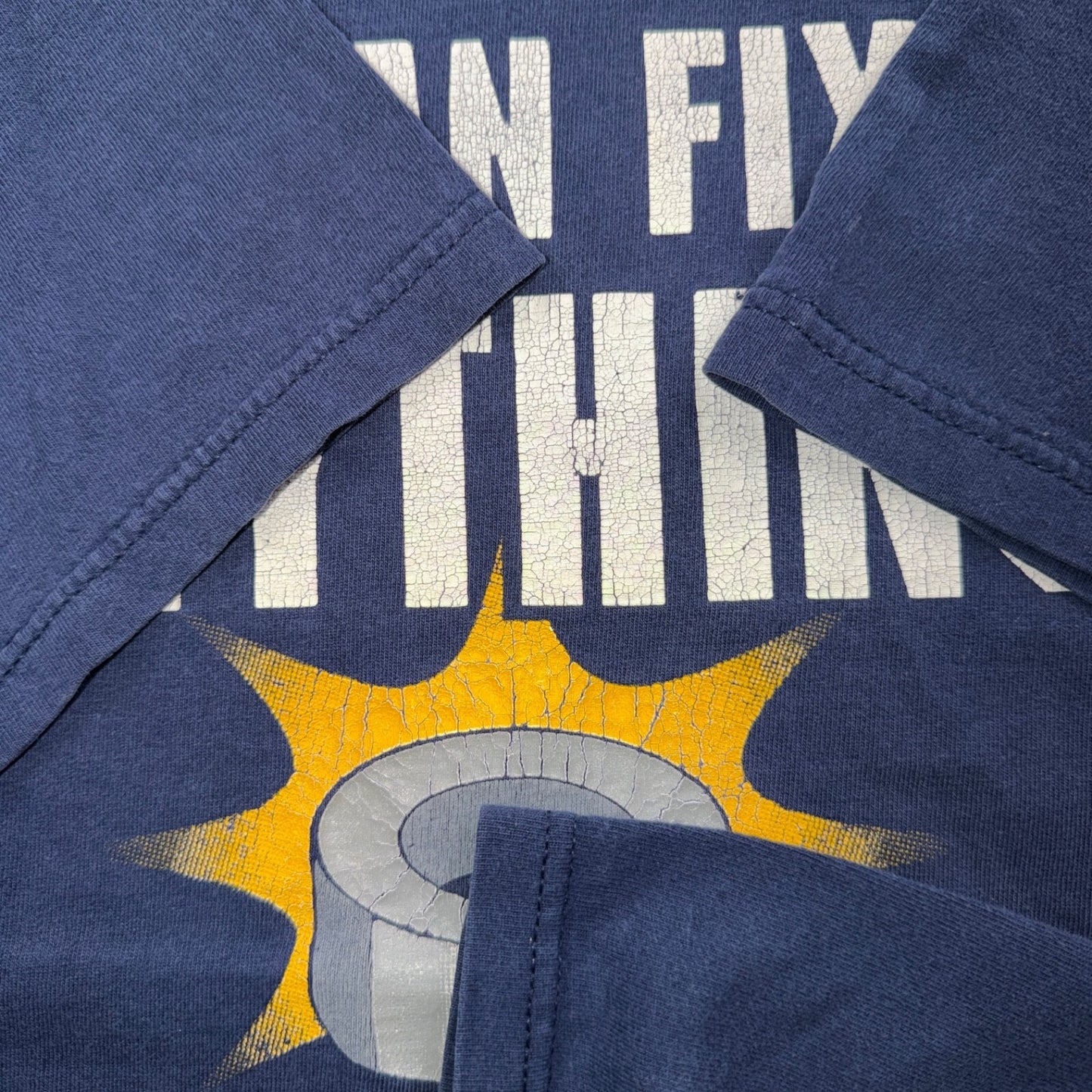VTG Y2K I Can Fix Anything Wheres The Duct Tape Funny Graphic T Shirt Navy L