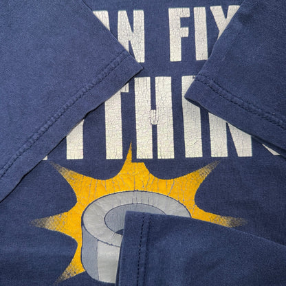 VTG Y2K I Can Fix Anything Wheres The Duct Tape Funny Graphic T Shirt Navy L
