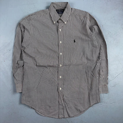 Ralph Lauren Shirt Black Shepperd Check Yarmouth Button Up Long Sleeve 15.5