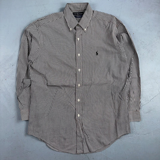 Ralph Lauren Shirt Black Shepperd Check Yarmouth Button Up Long Sleeve 15.5