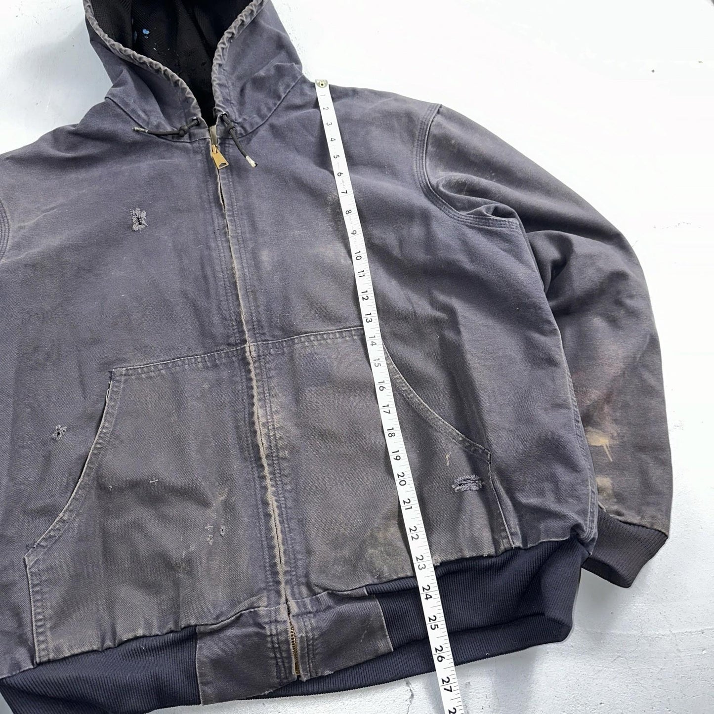 Carhartt Jacket VTG Mens Large Purple Hooded Distressed Bomber J208 MDT Thrashed