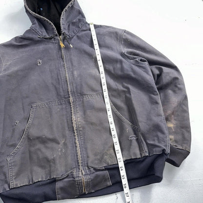 Carhartt Jacket VTG Mens Large Purple Hooded Distressed Bomber J208 MDT Thrashed