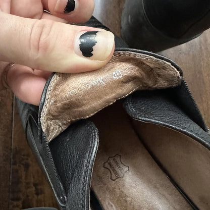 Zenden Genuine Leather Black Up Shoes 40 Euro Vtg Y2K Heels Mules Summer Dress