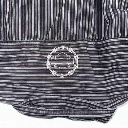 Harley Davidson Pearl Snap Black Shirt Mens XL Striped Biker Motorcycle VTG