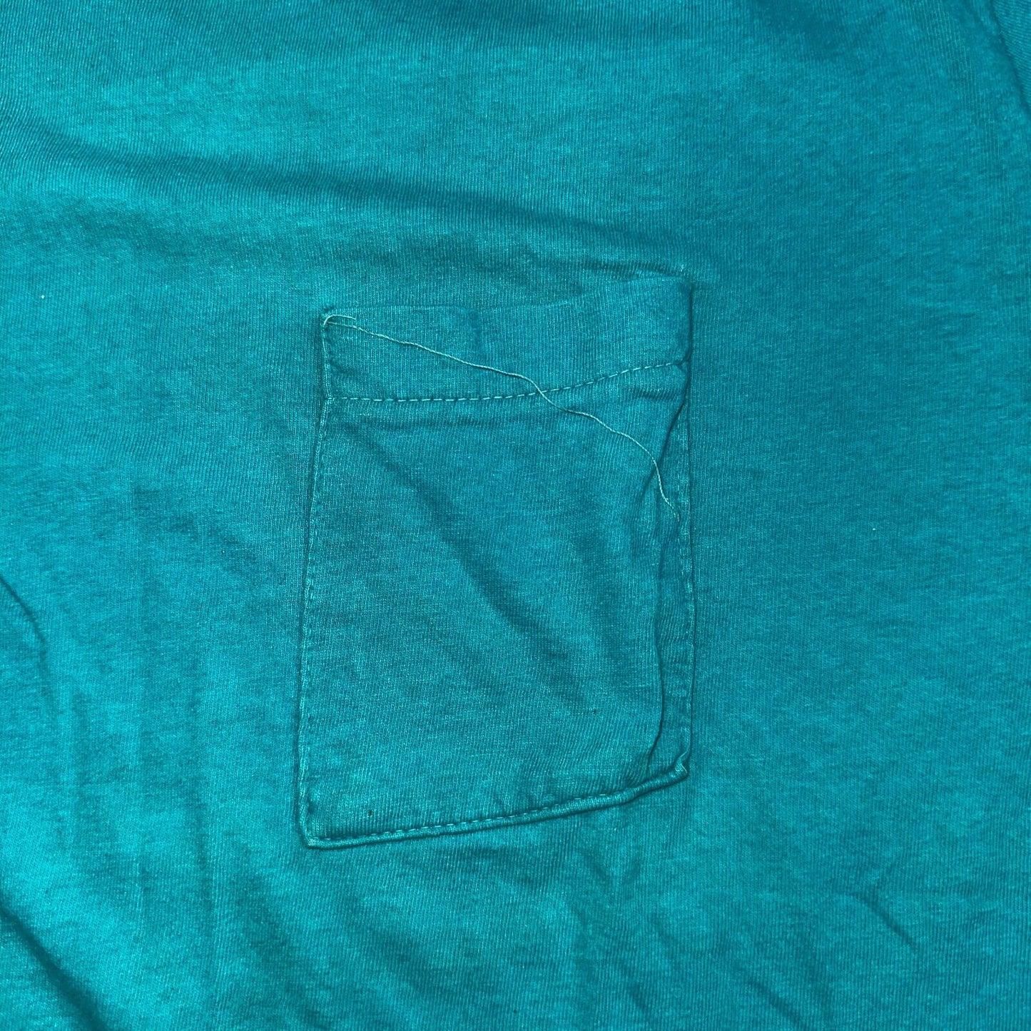 1960s Fruit Of The Loom VTG T Shirt Green Blue Thrashed Single Stitch 60s Blank