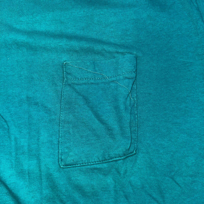 1960s Fruit Of The Loom VTG T Shirt Green Blue Thrashed Single Stitch 60s Blank